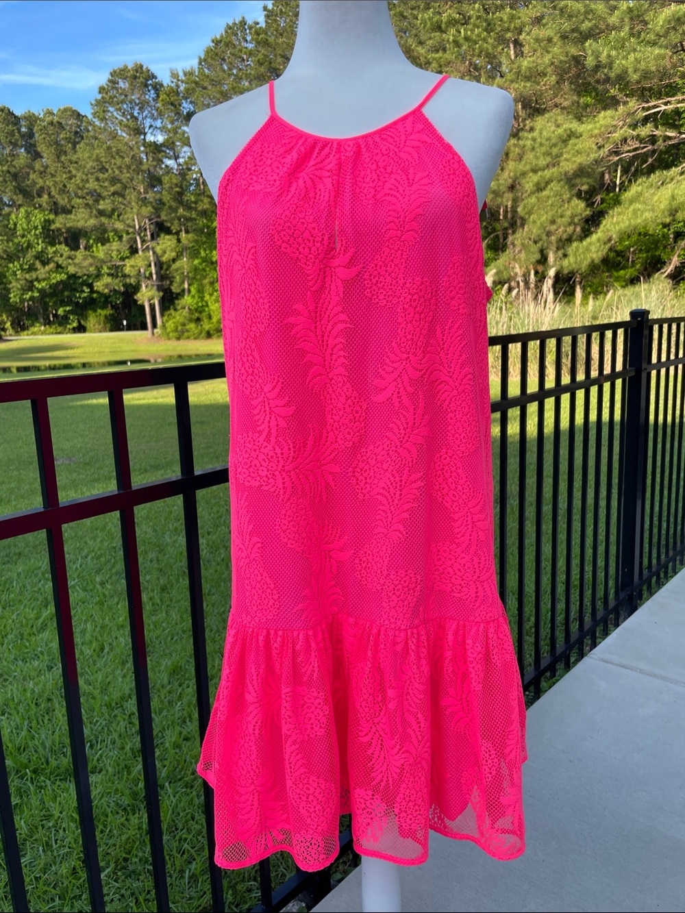Lilly Pulitzer Isabeau Pineapple Knit Lace Midi Dress w/ Pineapple Tassels